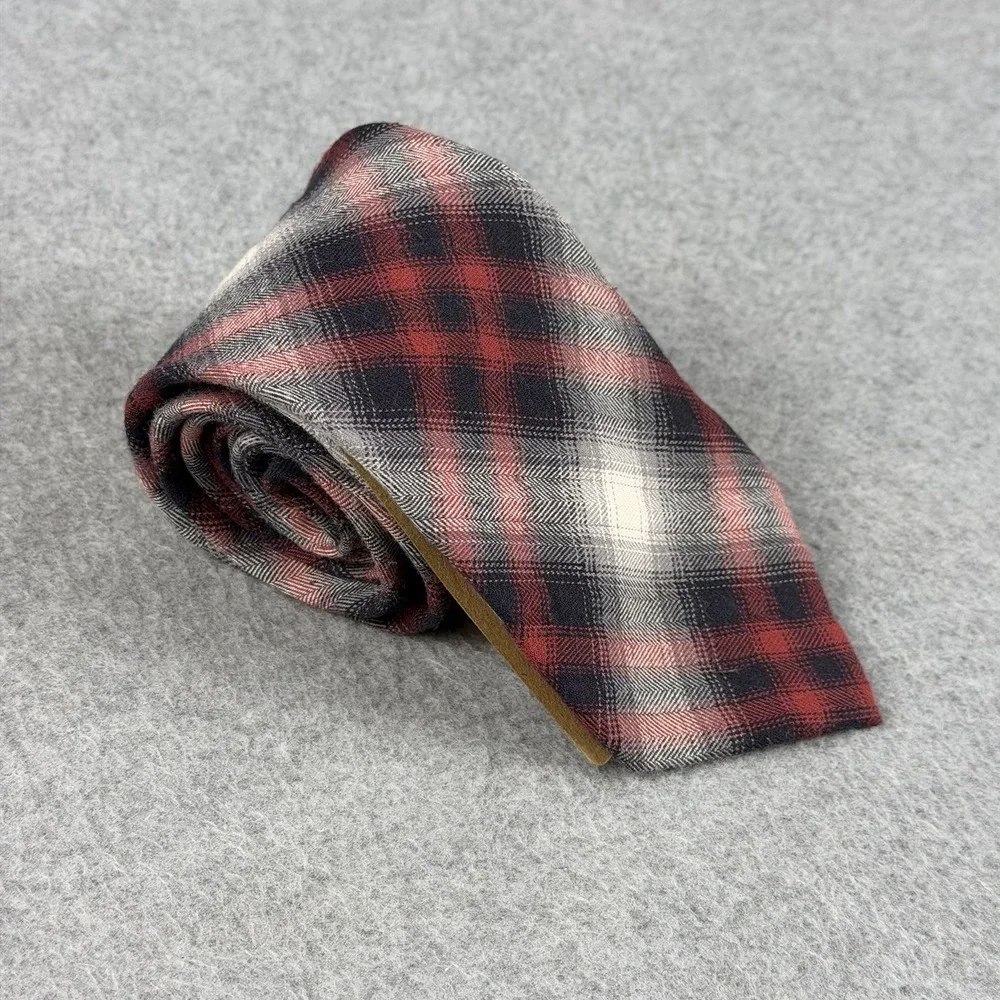 Onassis 100% Cotton Plaid Neck Tie Black Red Gray White‎ Standard 58x3.1
